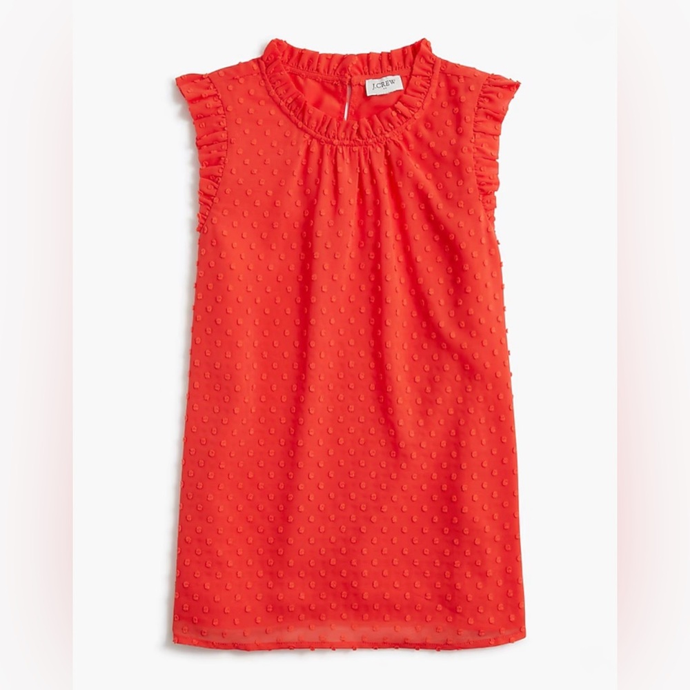 J. Crew Red Sleeveless Ruffle Blouse